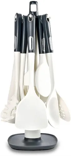 Vista 4 de Juego de utensilios de cocina de 13 piezas con soporte, herramientas de cocina de silicona, espátula ranurada, cuchara, espátula, espátula