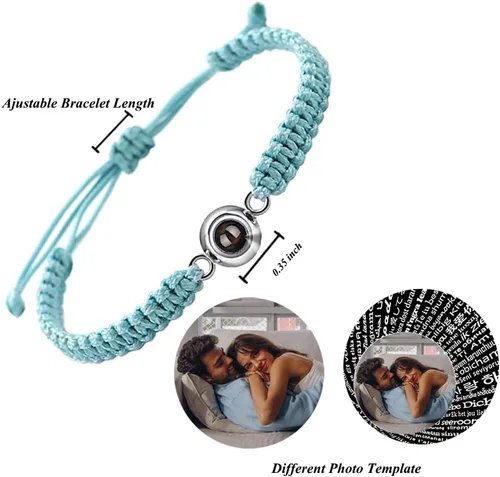 Vista 3 de Smarow Pulseras personalizadas con imagen en el interior, pulsera de proyección de fotos circular, personalizada, fotos, regalos conmemorativos