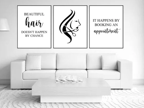 Vista 9 de NATVVA 3 piezas de citas para el cabello, tijeras de peluquería, impresiones artísticas de peluquería, pintura en lienzo, póster enmarcado, cuadros
