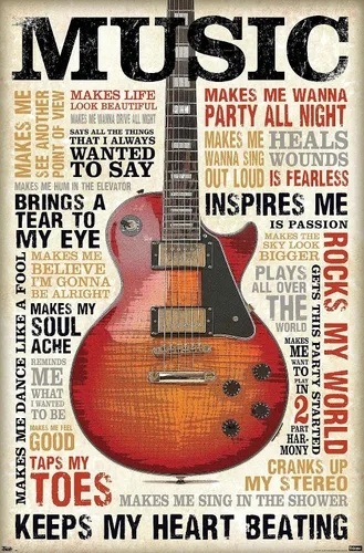 Vista 11 de Trends International Music Inspires Me Wall Poster, 14.725" x 22.375", Barnwood Framed Version