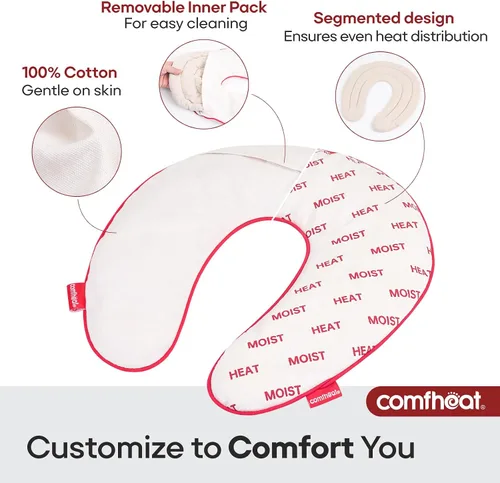 Vista 4 de Almohada de cuello para microondas lavanda, calentable/refrigerable, para el cuello, para aromaterapia, con funda extraíble lavable, ideal