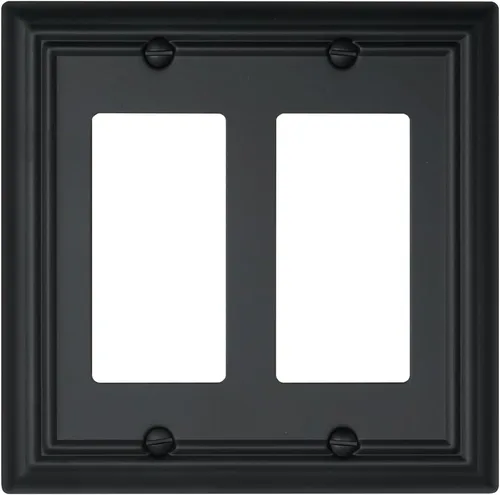 Vista 42 de Switch Plates Outlet Covers, 1-Pack Metal Wall Plate, Black Finish Midsize 1 Toggle 1 Decorator Combo Wall Plate, Ideal for GFCI Outlets, Light