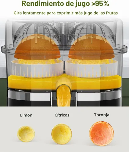 Vista 3 de KEENSTAR Exprimidor eléctrico de cítricos, exprimidor de naranja de doble cabeza, exprimidor portátil con cepillo de limpieza para limón, pomelo