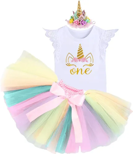 Vista 9 de Disfraz de princesa para bebé y niña de primer cumpleaños, con diseño de unicornio y falda tutú arcoíris (zapatos)