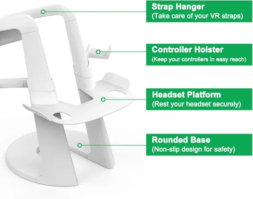 Vista 2 de NexiGo VR Stand with Controller Holder VR Headset Display Stand and Controller Mount Station for Oculus Quest 12 Oculus Rift S Oculus Rift White