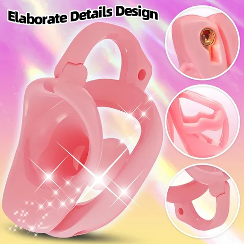Vista 4 de Jaula de castidad impresa en 3D con 4 anillos diferentes, jaula de pene masculina con ganchos y cerraduras ocultas, dispositivo de castidad