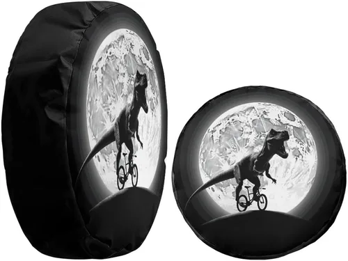 Vista 4 de Delerain Dinosaur Moon - Cubierta de rueda de repuesto para neumáticos, protector solar impermeable para caravana, remolque, RV, SUV, camión