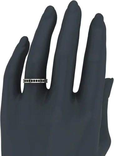 Vista 2 de Glitz Design Halfway - Anillo de boda semieternity con diamantes negros y ajuste cómodo, oro de 14 quilates, Metal, diamante