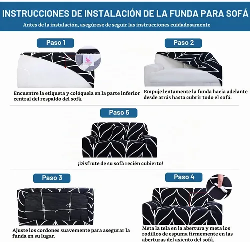 Vista 7 de uxcell - Funda elástica para sofá con 1 funda de almohada, color blanco y negro, tamaño mediano