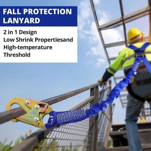 Vista 5 de TRSMIMA Arnés de seguridad para protección contra caídas, kit de arnés de techo de construcción de cuerpo completo, cordón de 6 pies ANSI