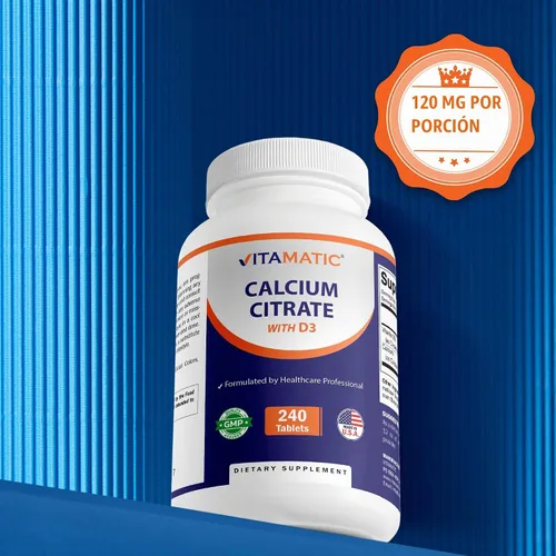 Vista 4 de Vitamatic Citrato de Calcio con Vitamina D3 – 240 Tabletas – Citrato de Calcio de Alta Absorción con D3 – Sin OGM, Sin Gluten