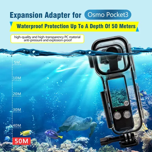 Vista 2 de 50M (164ft) Osmo Pocket 3 Carcasa impermeable para DJI Osmo Pocket 3 Accesorios a prueba de agua, carcasa protectora de buceo subacuático Shell Osmo