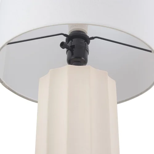Vista 6 de GLOBE Electric 65922 - Lámpara de mesa de 20 pulgadas, acabado de hormigón acanalado, pantalla de lino blanco
