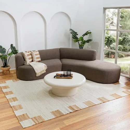 Vista 5 de Hauteloom Aphrodite JModern - Alfombra tejida a mano de yute de fibra natural, alfombra geométrica contemporánea a cuadros para sala de estar, Crema
