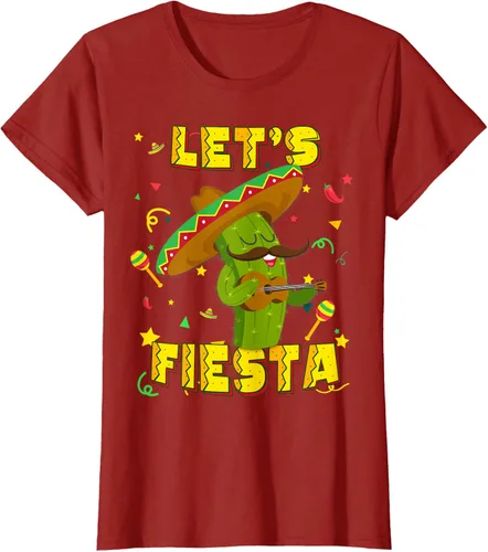 Vista 62 de Cinco De Mayo - Camiseta de regalo con sombrero de cactus Let's Fiesta, Negro, S