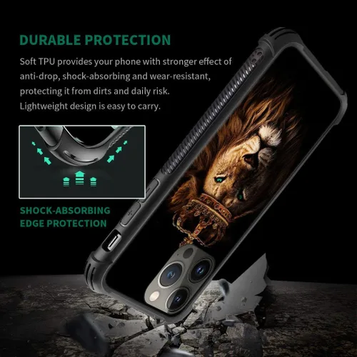 Vista 3 de DAIZAG Funda compatible con iPhone 15 Pro Max, corona con león con protección contra golpes y arañazos para iPhone 15 Pro Max (6.7 pulgadas)