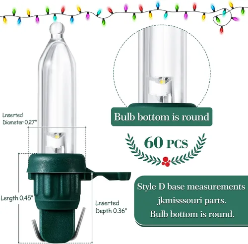Vista 2 de Remagr 60 bombillas LED de repuesto para Navidad, mini gran angular, luz de árbol de Navidad, cadena de luz para exteriores, repuesto