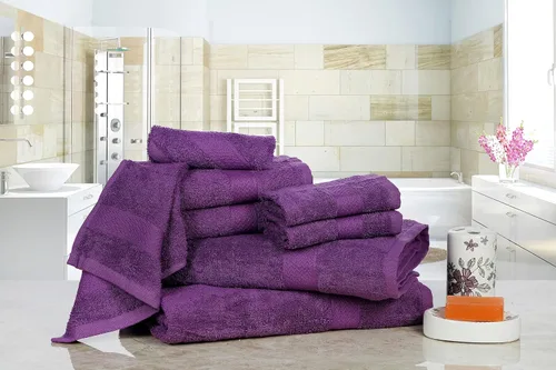 Vista 7 de Juego de toallas de 8 piezas, ultra suave, 100% algodón puro, 2 toallas de baño grandes de 28 x 56 pulgadas, 2 toallas de mano para baño de 16 x 26