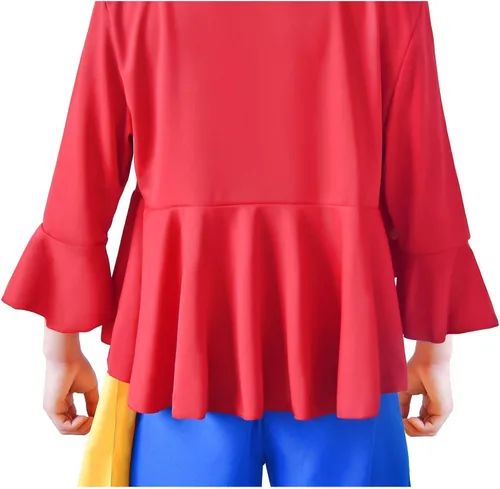 Vista 4 de DAZCOS Disfraz de anime de mono D Luffy rojo para adultos de EE UU Rojo