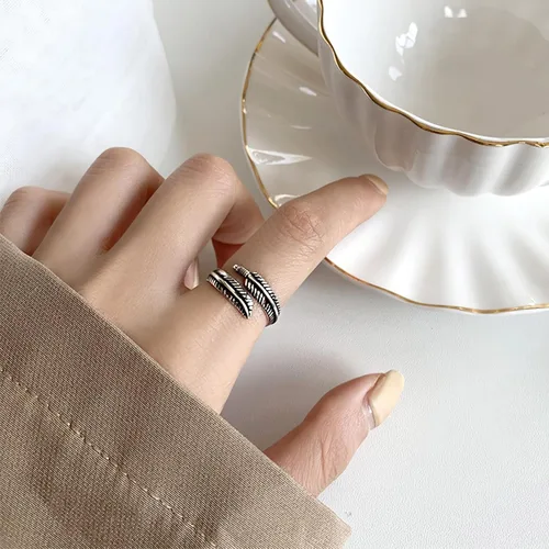 Vista 225 de Anillo de plata de ley 925, minimalista, ajustable, hecho a mano, para mujeres y niñas