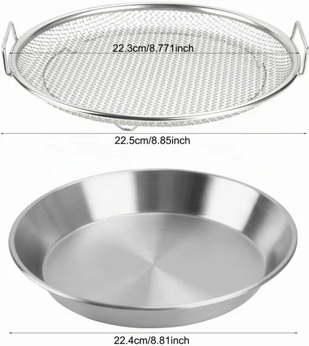 Vista 3 de Bandeja de filtro de aceite, coladores de canasta de drenaje de malla de acero inoxidable, accesorios para freidora de aire para drenar alimentos