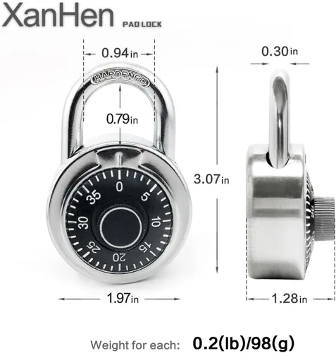 Vista 2 de Candados de combinación con cuerpo de metal, uso en interiores para taquillas de gimnasio y casillero escolar, Negro, paquete de 1