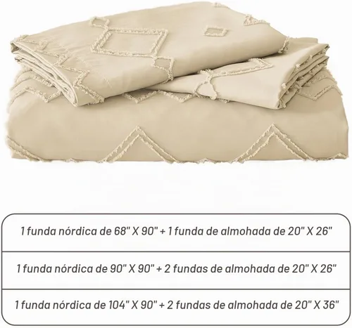 Vista 7 de Juego de funda de edredón bohemio Emme - Juego de cubreedredón mullido con bordado bohemio, ropa de cama para todas las estaciones para individual