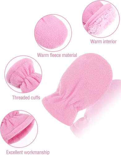 Vista 4 de 3 pares de guantes de invierno para bebés y niños pequeños de forro polar para bebés y niñas
