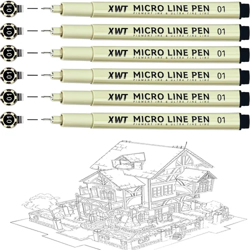 Vista 11 de 12+1 Bolígrafos de Línea Fina para Dibujo Artístico, Juego de Tinta Pigmento Negra Impermeable para Artistas, Bocetos, Manga, Acuarela, Caligrafía