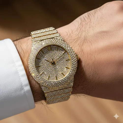 Vista 2 de ICE STAR Reloj de diamantes completamente incrustado para hombre, caja de 46mm