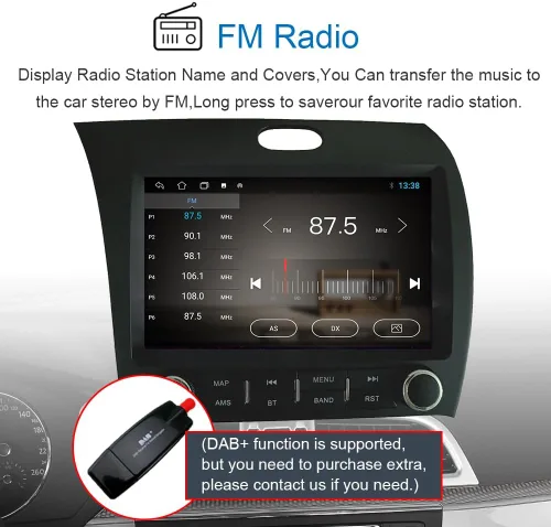 Vista 14 de 8 Core 2G+32G para KIA Cerato K3 Forte 2013-2018 Radio Android con Carplay inalámbrico Android Auto, 9 pulgadas IPS pantalla táctil estéreo