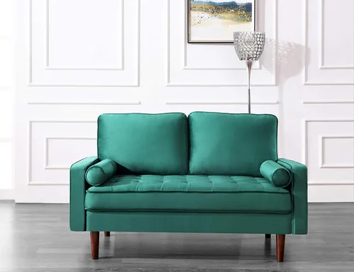 Vista 25 de Container Furniture - Sofá de piel sintética para la sala de estar moderna con cojines extraíbles y patas de madera maciza, sofá estilo lujoso