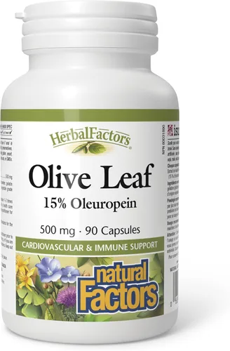 Vista 8 de HerbalFactors by Natural Factors, Hoja de Olivo 500 mg, Fórmula Natural de Bienestar, 60 Cápsulas
