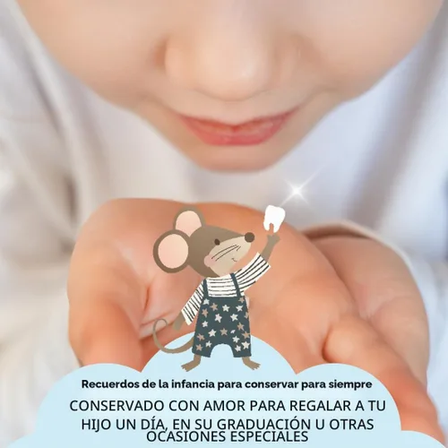 Vista 7 de Caja de recuerdo de dientes de bebé – Soporte de madera de haya y cápsula de memoria para primer diente, rizo y cordón umbilical – Registro de Azul