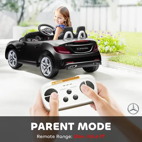 Vista 4 de Aosom Mercedes SLC 300 - Auto de paseo con licencia de 12 V para niños con control remoto, 2 velocidades, automóvil eléctrico para niños a batería