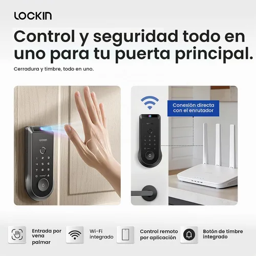 Vista 2 de Lockin Veno Smart Lock, entrada sin llave para vena de palma, batería individual Vena de la palma (sin cámara)