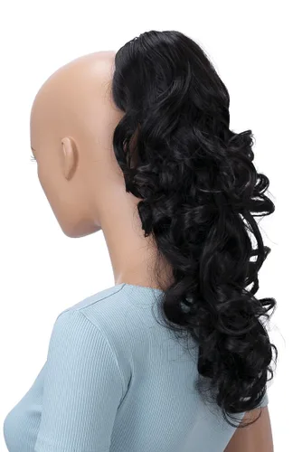 Vista 9 de CAISHA Extensión de clip de cola de caballo de 16 "voluminoso ondulado marrón ceniza H214