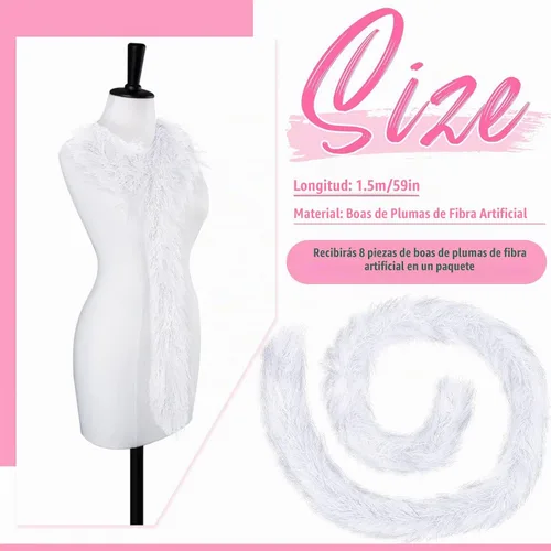 Vista 2 de Jexine Boas de plumas artificiales en masa, boas esponjosas para decoración de disfraces de boda, vestidos, suministros para fiestas de té