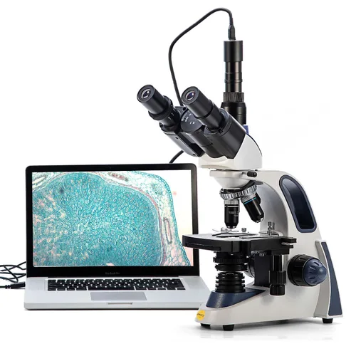 Vista 8 de Swift Microscopio trinocular compuesto SW350T, aumento 40X-2500X, cabeza de Siedentopf, etapa mecánica de dos capas, con cámara Swiftcam de 5