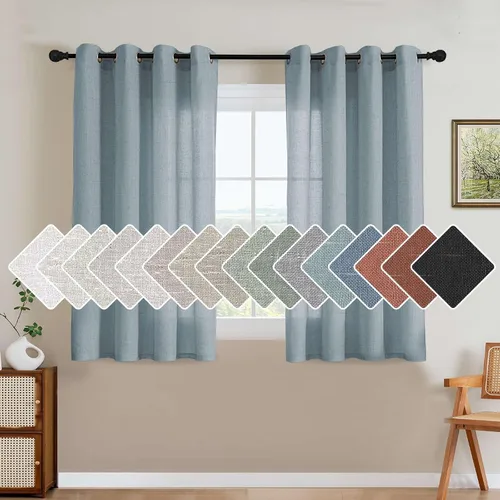 Vista 50 de H.VERSAILTEX Elegant - Cortinas texturizadas de lino natural mezclado con eficiencia energética, filtrado de luz, con ojales de níquel