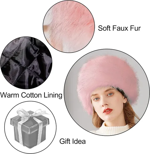 Vista 18 de Lovful Sombrero de invierno para mujer, de piel sintética, estilo cosaco ruso, sombrero de abrigo de invierno