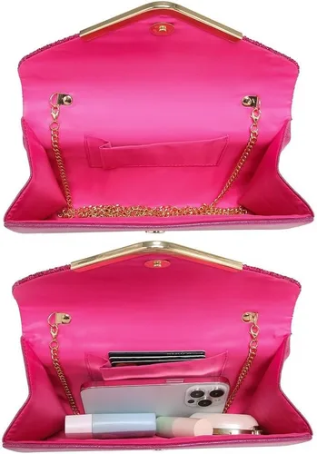 Vista 7 de Dasein Bolsos de noche para mujer, monederos formales para boda, fiesta, graduación, con correa para el hombro y solapa con purpurina