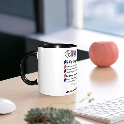 Vista 7 de Taza de café con letra de mamá a hija, tazas de té, tazas de café, tazas de café de cerámica para mujeres, hombres, oficina, hogar, regalo del día