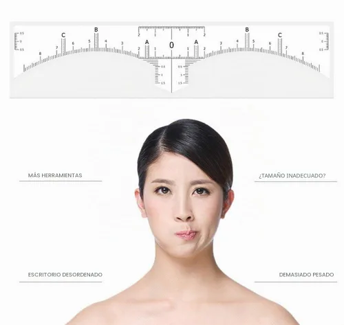 Vista 3 de Adhesivo adhesivo de regla de cejas para microblading – Plantilla adhesiva desechable de medición de cejas para tatuajes – Herramientas