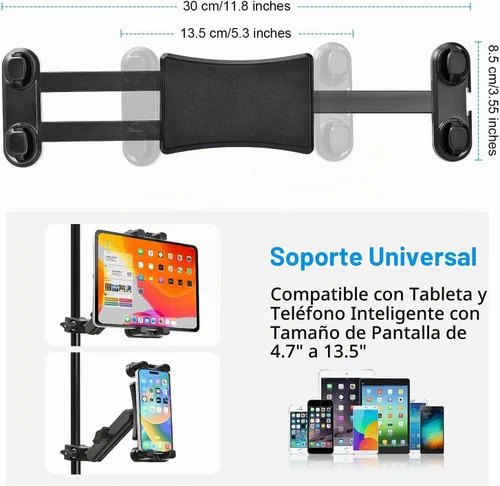 Vista 2 de Soporte para tableta para soporte de micrófono, soporte de teléfono
