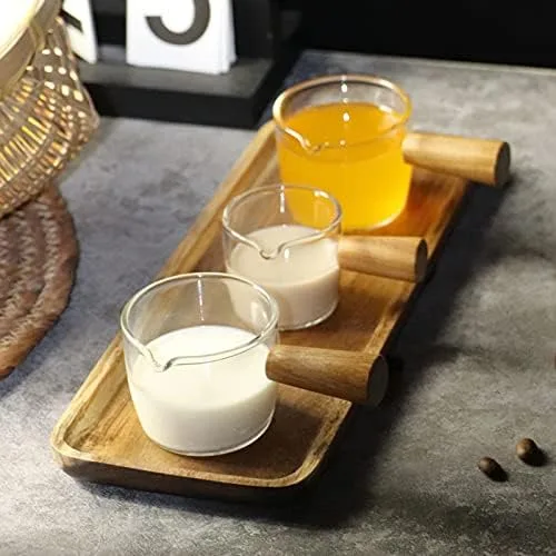 Vista 4 de Taza de café espesado con mango de madera, taza de café expreso, mini taza de leche (3.4 fl oz)