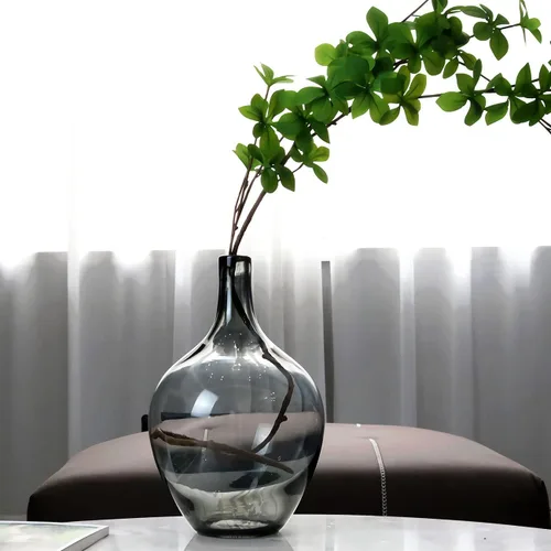 Vista 2 de Jarrón pequeño de cristal negro, jarrones negros decorativos para decoración del hogar, B; florero para centro de mesa, decoración de mesa