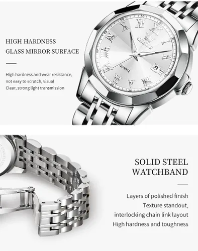 Vista 8 de OLEVS Reloj de pulsera para mujer, pequeño reloj de pulsera de acero inoxidable para mujer, reloj analógico de cuarzo para mujer