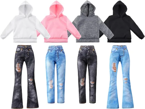 Vista 7 de 8 piezas de ropa para muñecas de 11.5 pulgadas, negro, naranja, rojo, verde