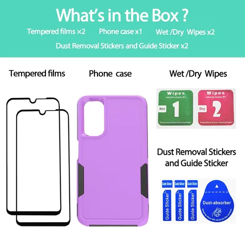 Vista 231 de Jeylly Compatible con Samsung Galaxy A22 5G Funda, Funda Samsung A22 5G con 2pcs protectores de pantalla de vidrio templado